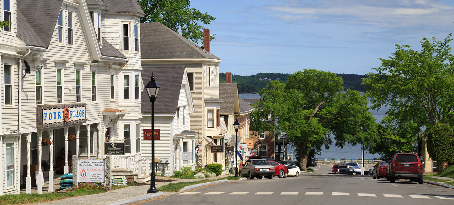 Street and harbor views in Castine, Maine