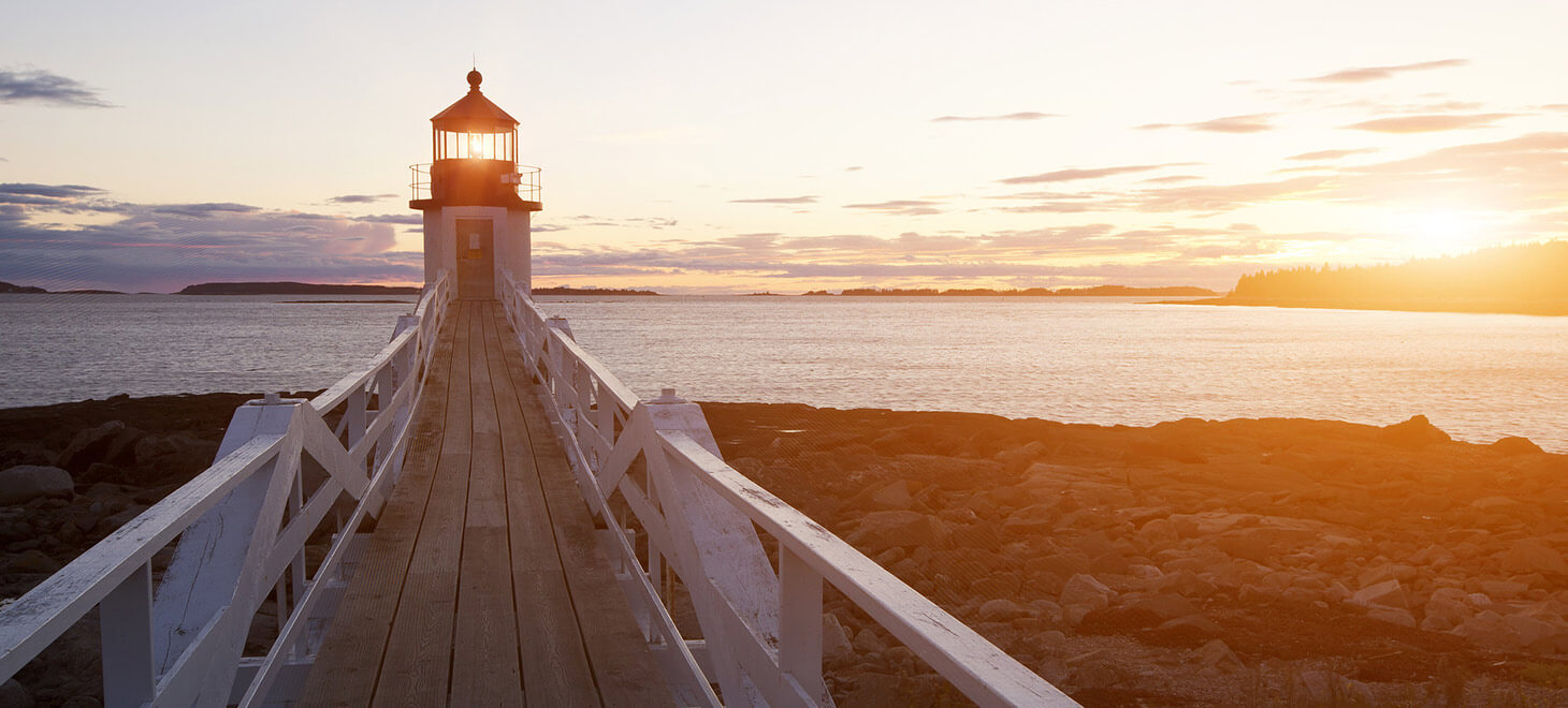 Lighthouse at sunrise in Maine