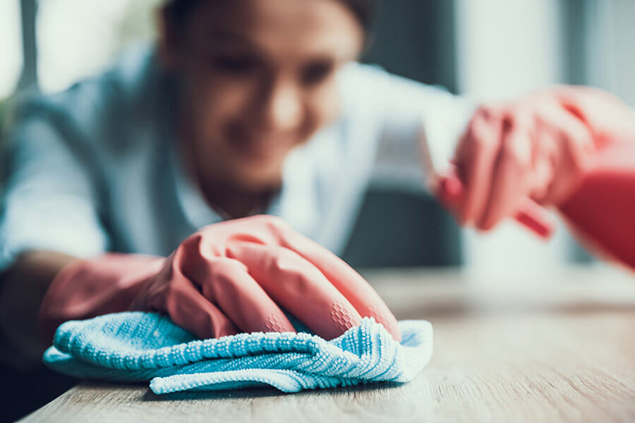 Cleaning Procedures at a Maine Inn - Woman Cleaning
